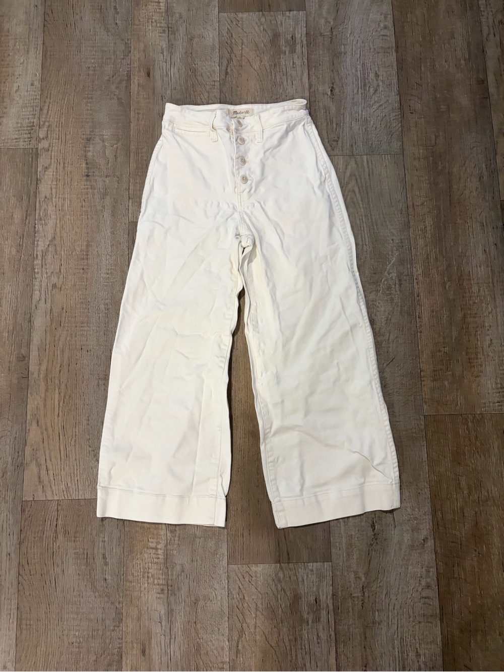 Madewell White High-Waist Wide-Leg Pants Size 25 Neutral Minimalist Denim